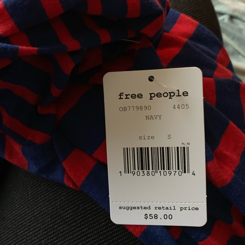 Free People-NWT Movement Red/Blue Stripped Hoodie - Picture 5 of 6